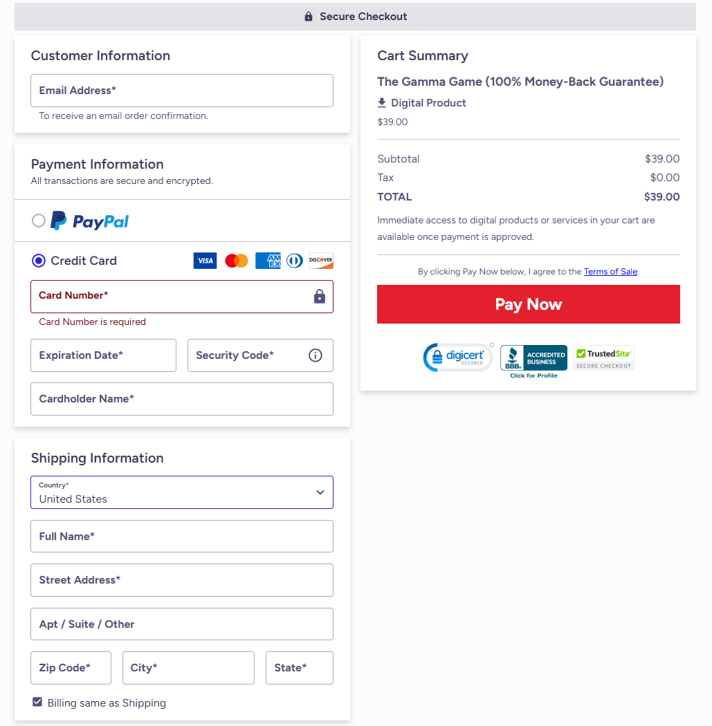 Gamma Game official website